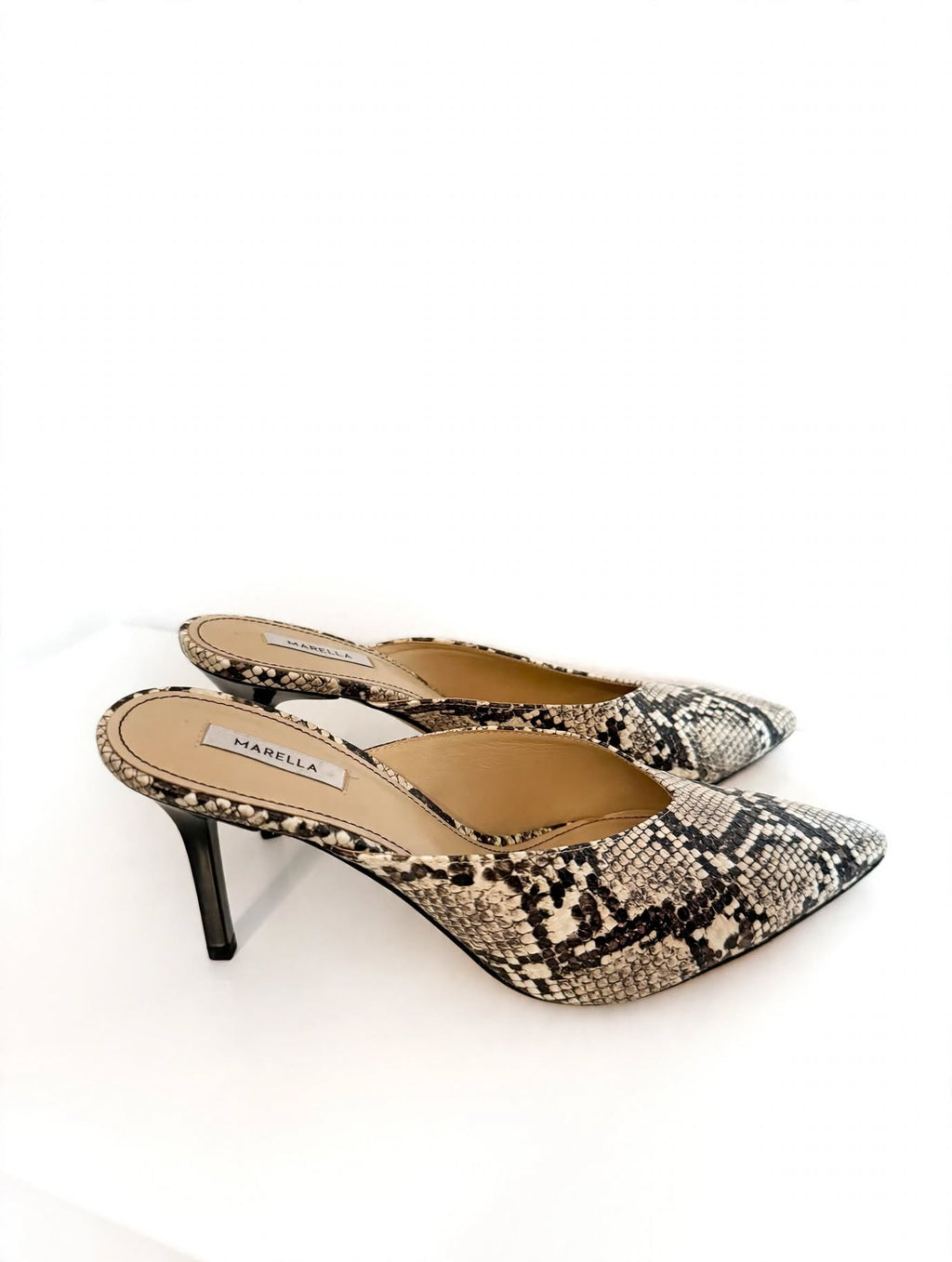 Marella pointed-toe snake-print slingback
