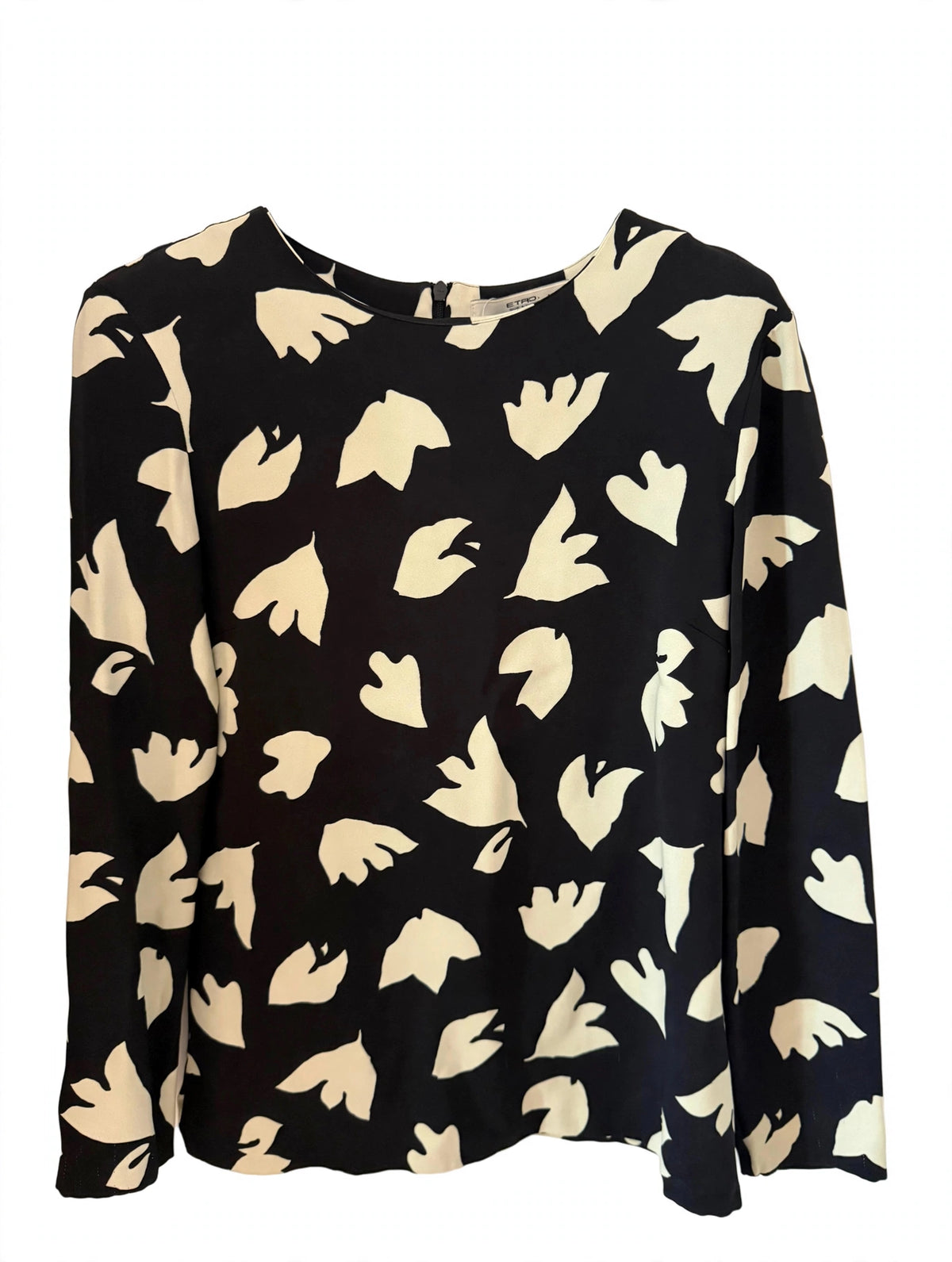 Etro monochrome abstract floral silk blouse