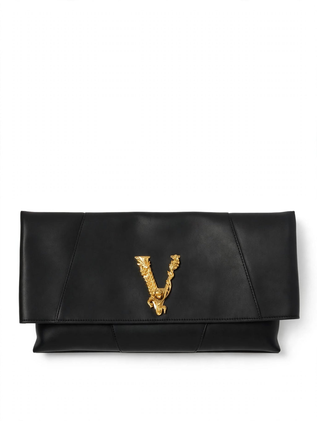 Versace Virtus Foldover Leather Clutch