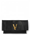 Versace Virtus Foldover Leather Clutch
