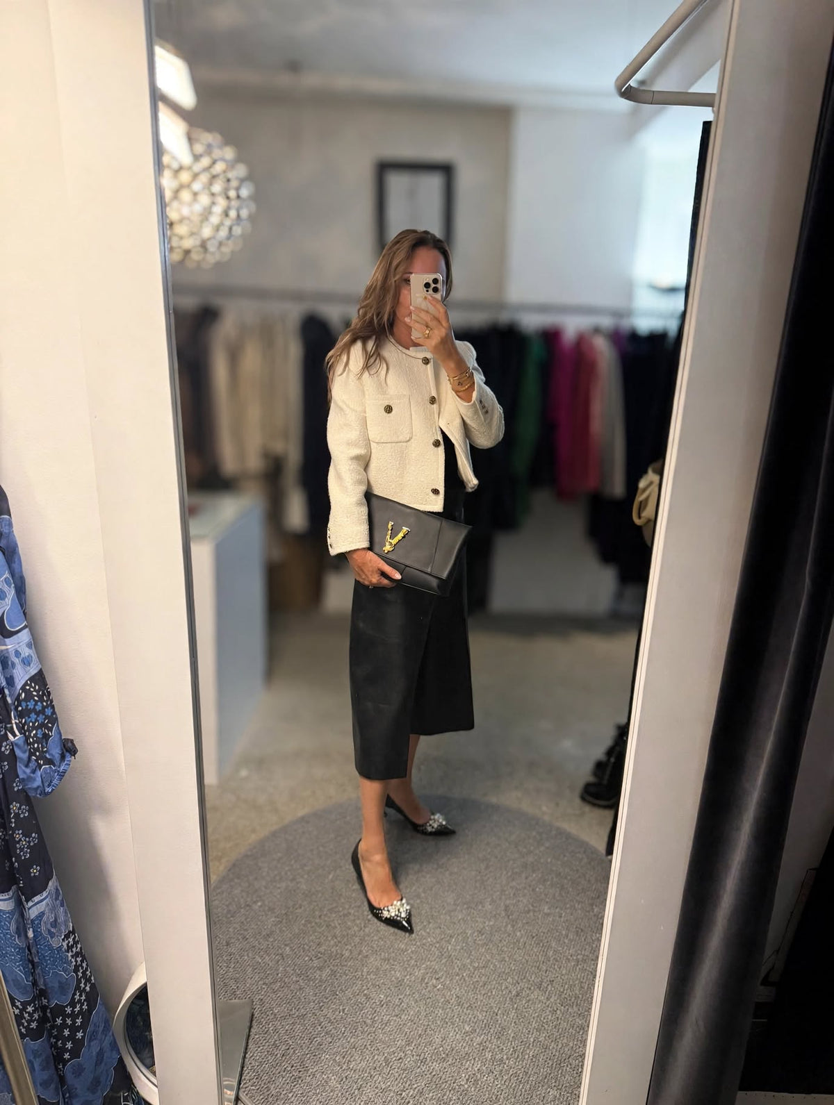 Versace Virtus Foldover Leather Clutch