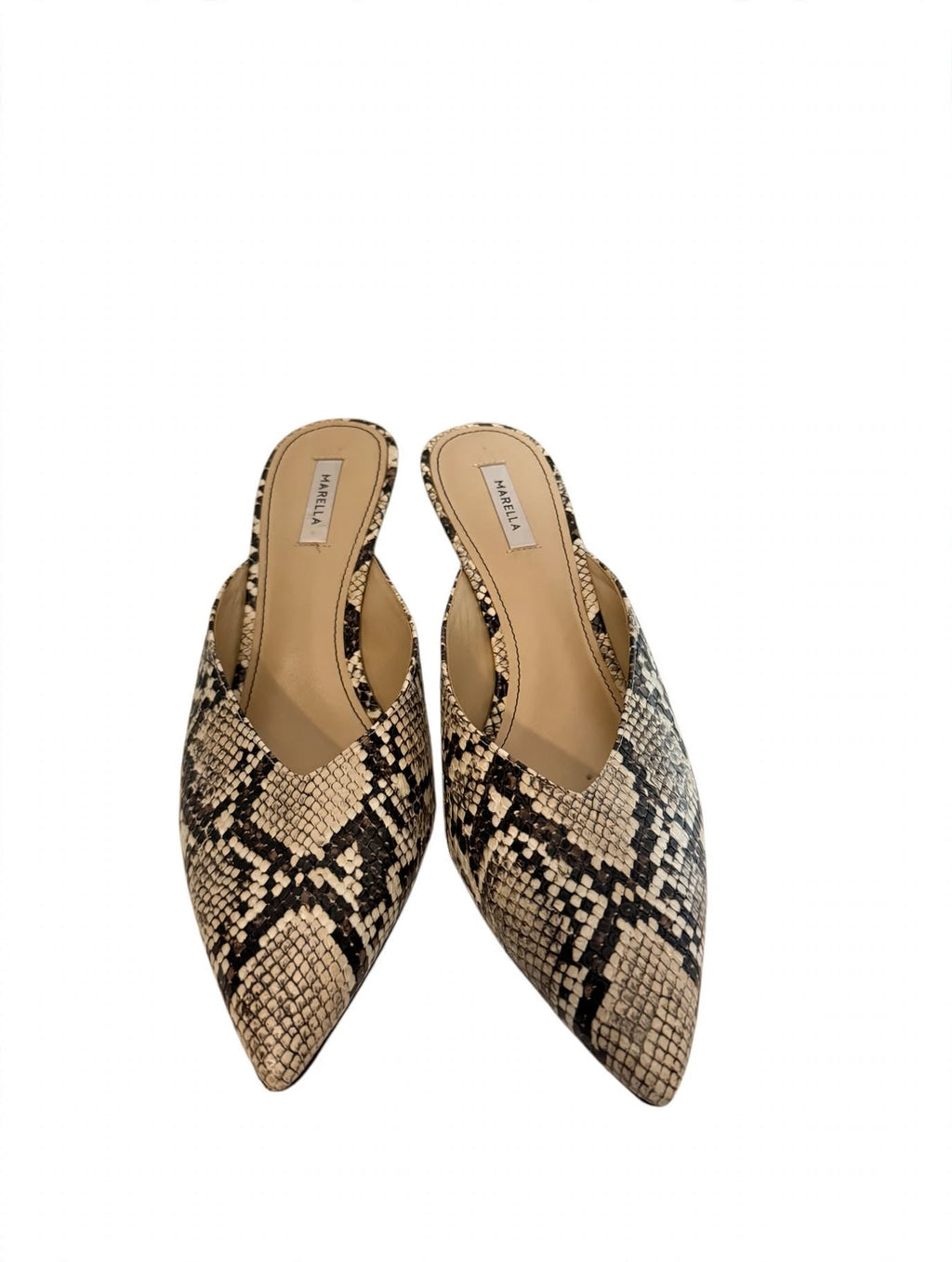 Marella pointed-toe snake-print slingback